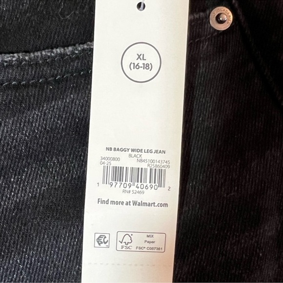 🖤✨ No Boundaries XL 16-18 Baggy Wide Leg Jeans Black NWT Stretch Back Waist ✨🖤 - Picture 10 of 14